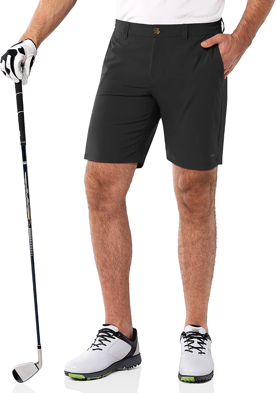 33,000ft Men’s Golf Shorts 9" Dry Fit Stretch UPF 50+ with 4-Way Stretch, 4 Pockets and Tee Holders