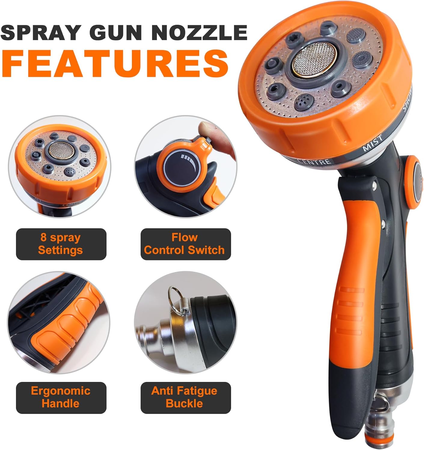 Thumbnail 1 de Laihur 8-Spray Hose Pipe Spray Gun & Garden Hose Connector Kit for Terraces, Courtyards and Car Cleaning