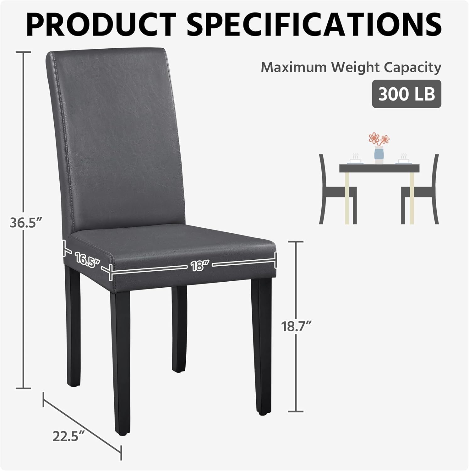 Detalle de Yaheetech Upholstered Dining Chairs Set of 4