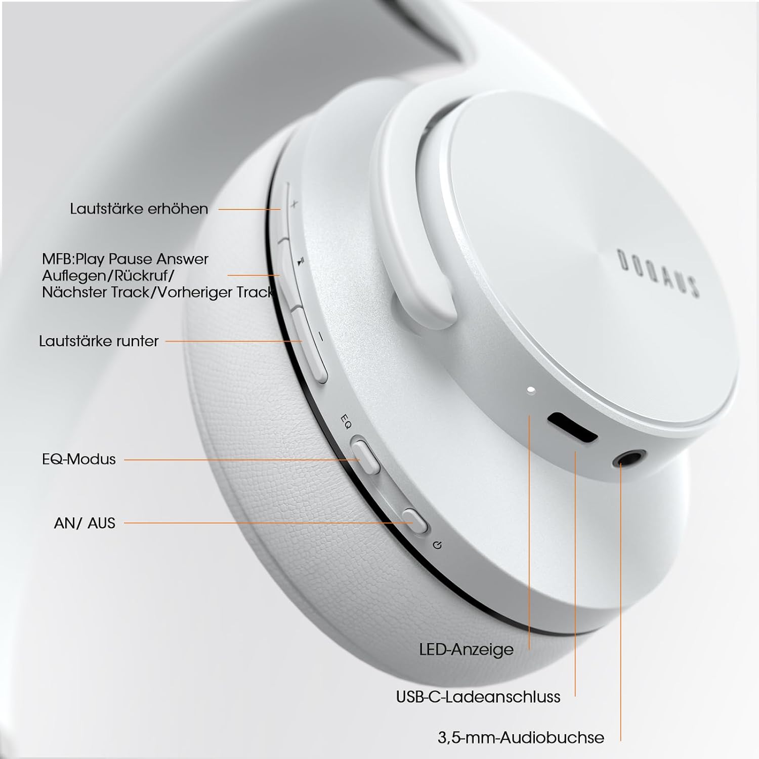 Thumbnail 6 de DOQAUS Bluetooth Kopfhörer Over Ear: 90 Stunden Laufzeit, 3 EQ-Modi und Kabellos mit Mikrofon