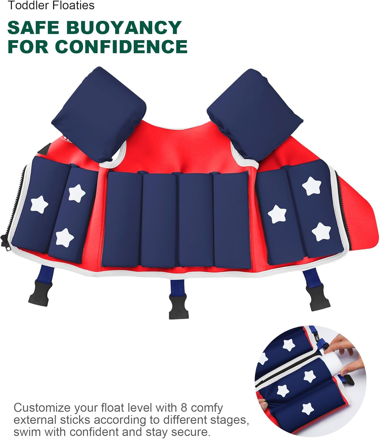 Detalle de Kids Pool Floaties 1-9 Years Old Toddler Swim Vest with 20-70 Lb Range