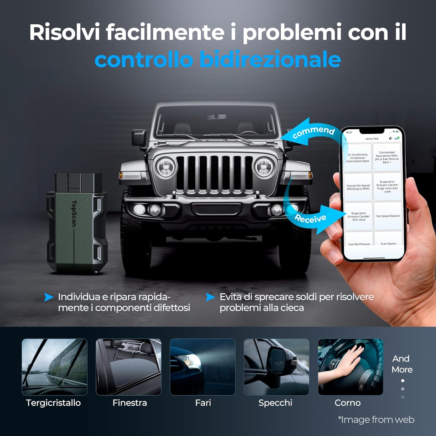 Thumbnail 6 de TOPDON Topscan OBD diagnosi auto Bluetooth wireless per iPhone e Android (OBDII, lettura e cancellazione codici)