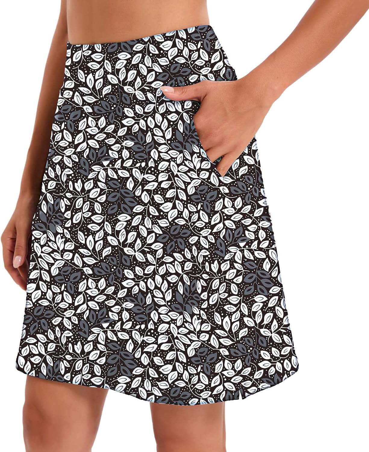 Detalle de Timuspo Skort voor dames, knielang met binnenshort en hoge taille