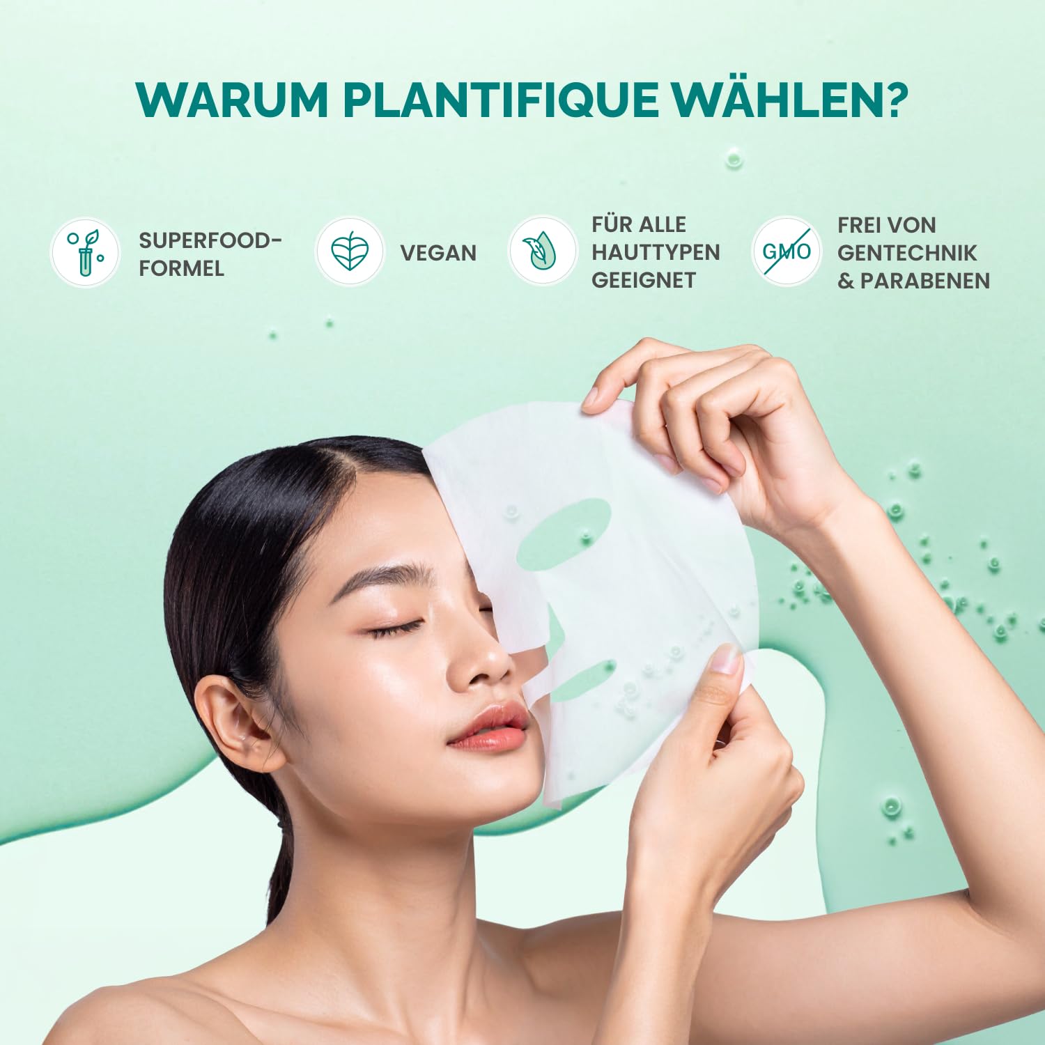 Thumbnail 5 de PLANTIFIQUE Koreanische Gesichtsmaske 5er-Set mit Aloe Vera, Hyaluronsäure & Ceramid NP