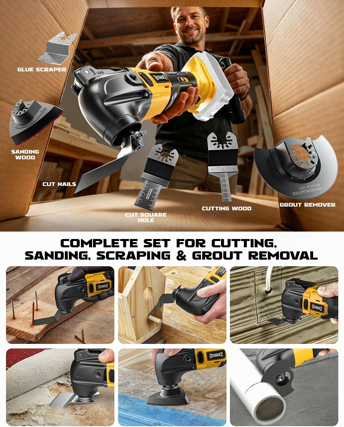 Detalle de DIYtoolifz Oscillating Tool Cordless Multi-Tool, 6 Speeds, Brushless Motor