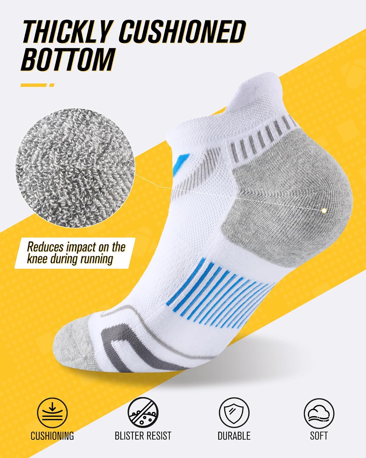 Detalle 2 de SukModen Ankle Running Socks for Men — Performance Anti-Blister Trainer Socks