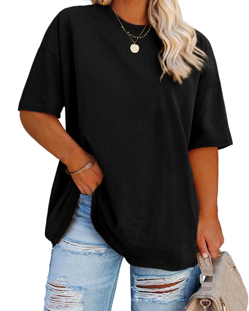 Thumbnail 2 de Fisoew Damen T-Shirt in großen Größen (XL–5XL) mit V-Ausschnitt und kurzarmem Oversize-Look