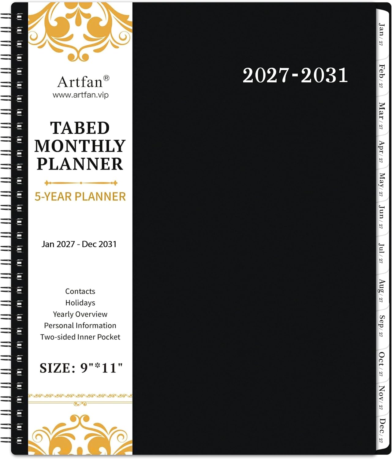 Detalle de Artfan ANA4HEWN25Z13 2027–2031 Monthly Planner, 9" x 11", Twin-Wire Binding
