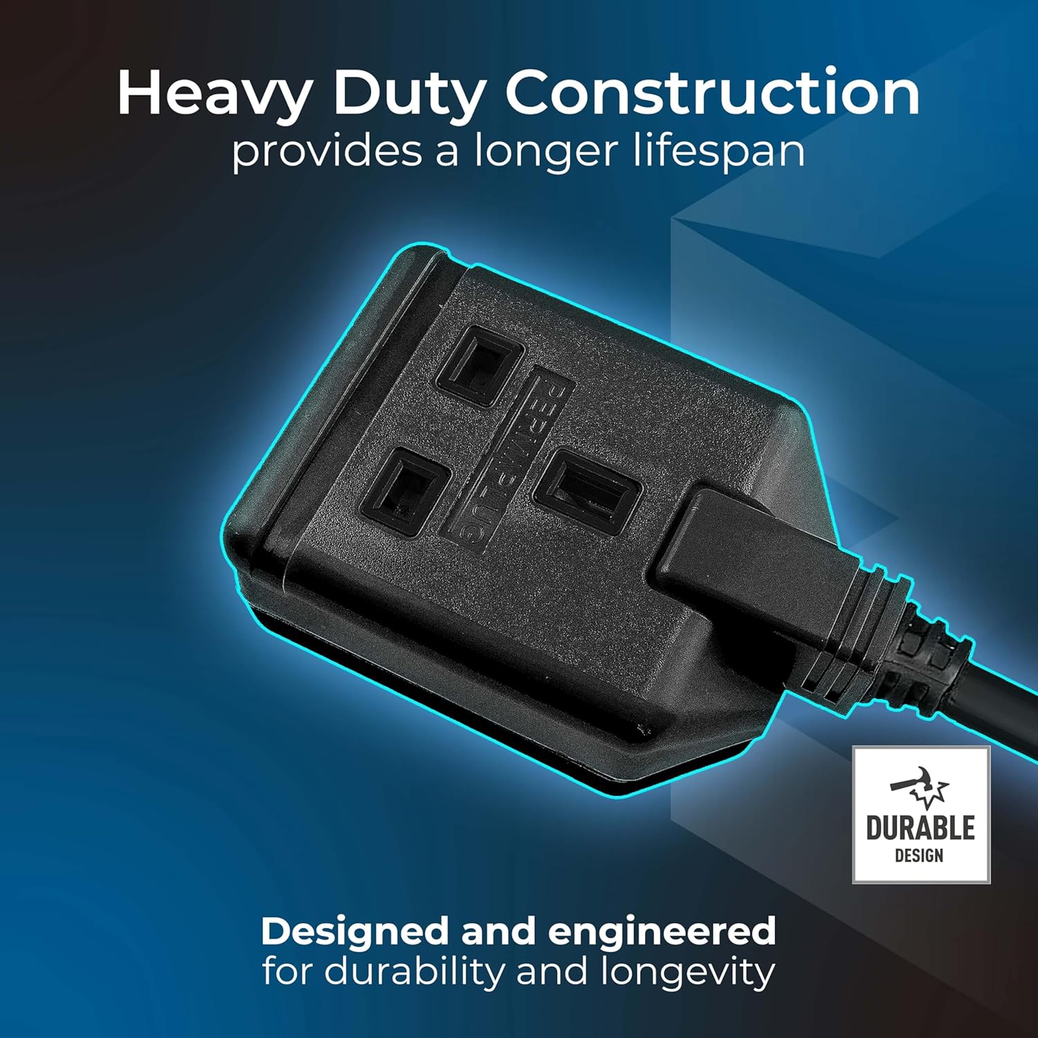 Detalle de Masterplug One Socket Single Extension Lead, 5m – Heavy Duty, Rewireable