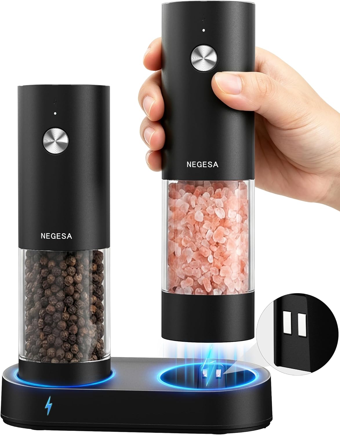 Detalle de Electric Salt and Pepper Grinder Set, 140ml Capacity