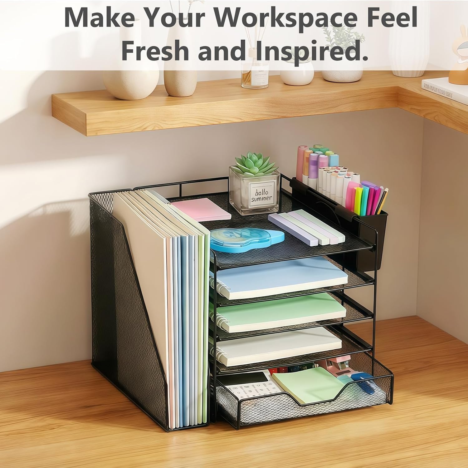 Thumbnail 6 de Gugsey Desk File Organizer 5-Tier Metal Desktop Organizer with Drawer