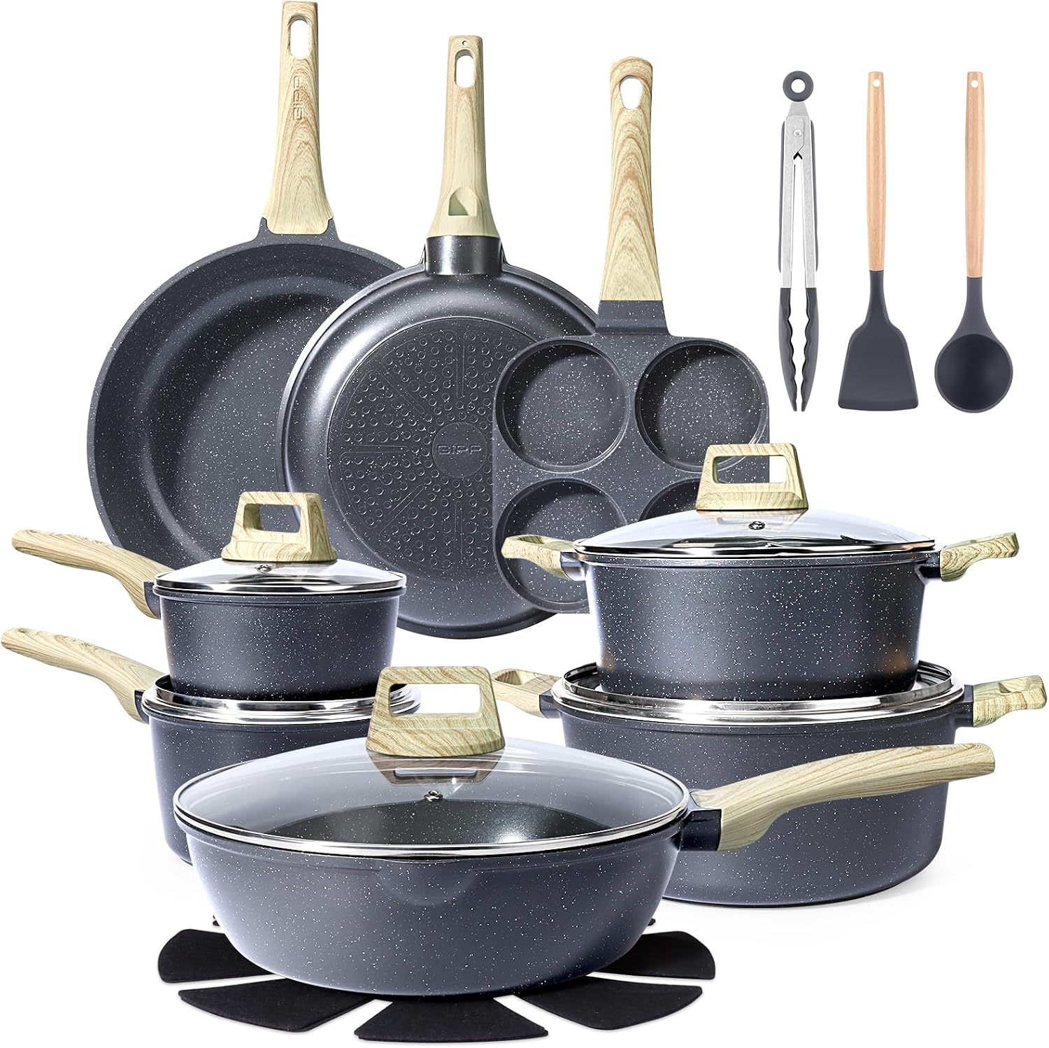 GIPP 22-Piece Ceramic Nonstick Cookware Set