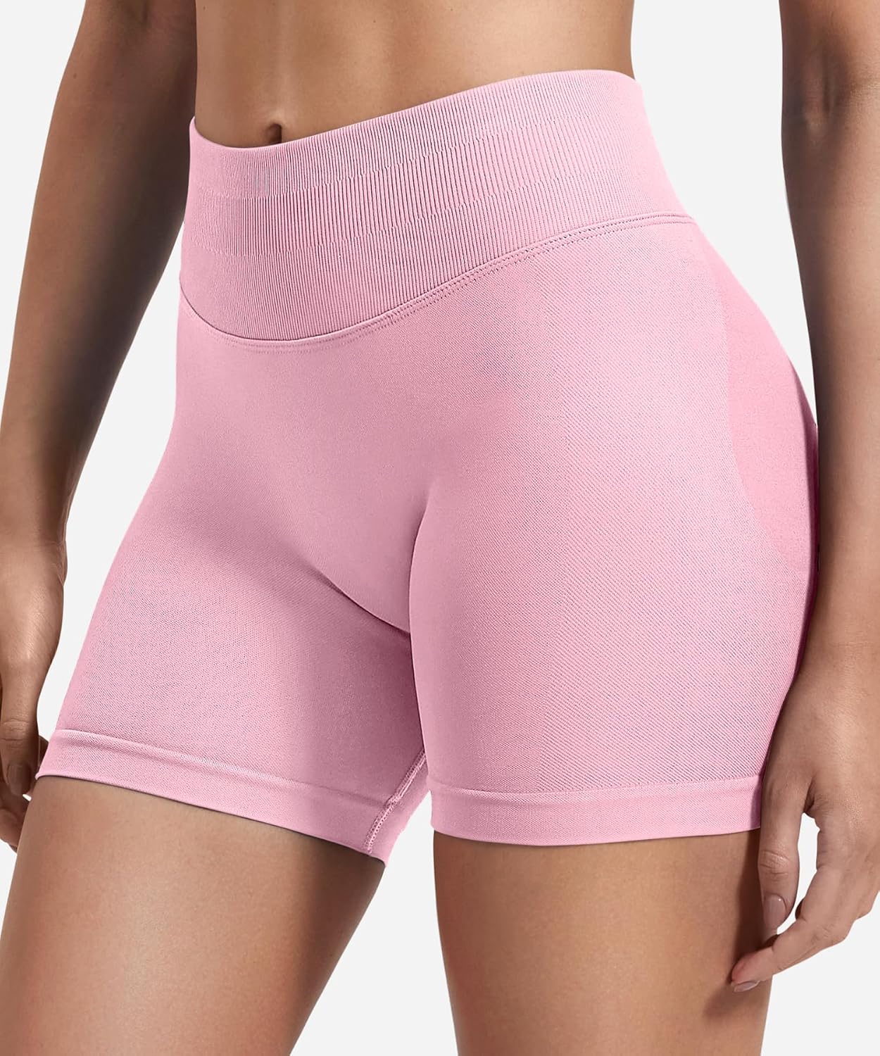 Detalle de ZAAYO Damen Sport Shorts Hidden Scrunch – 4,5 Zoll, Bauchkontrolle, Nahtlose Booty-Biker-Shorts