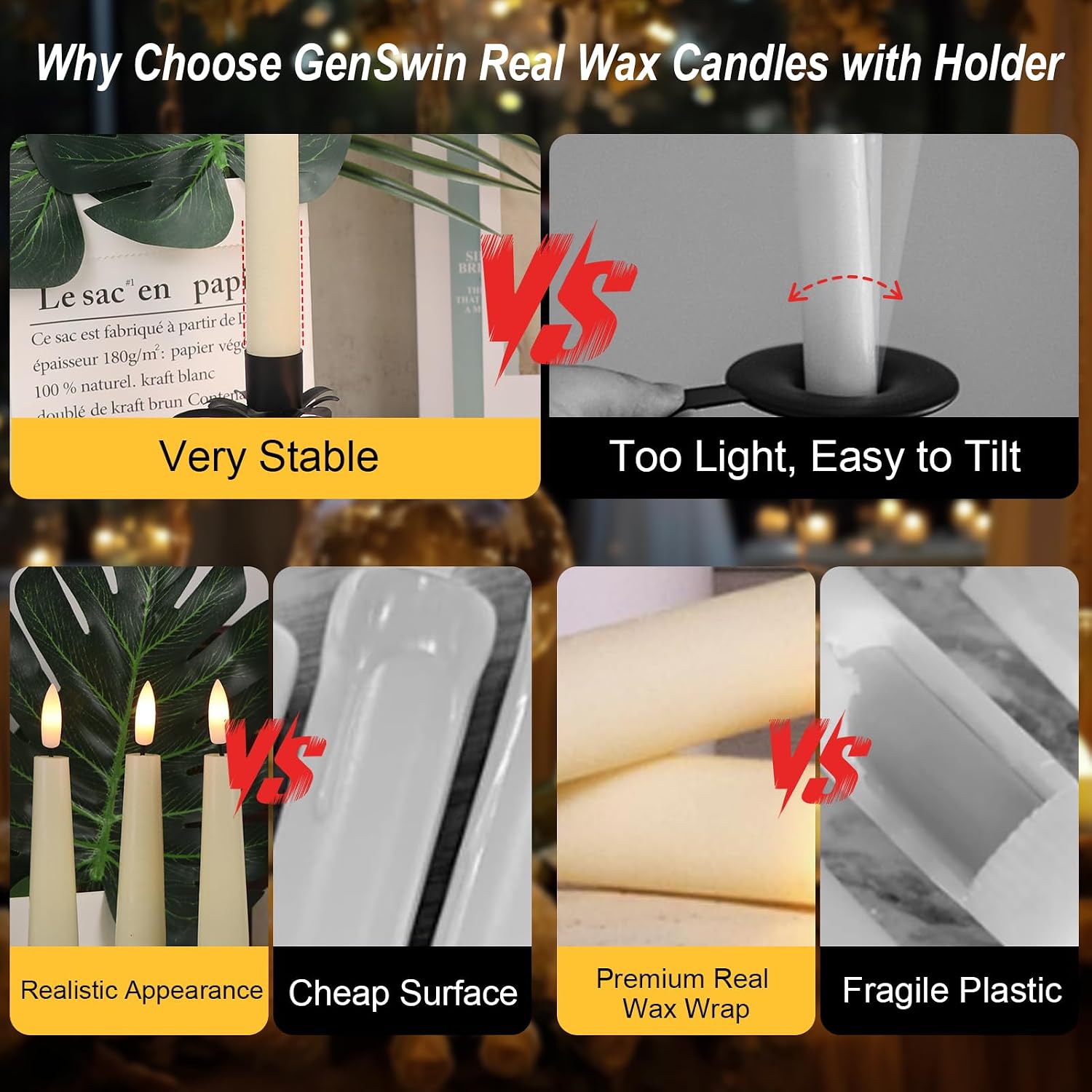 Detalle 2 de GenSwin Window Candles, Real Wax