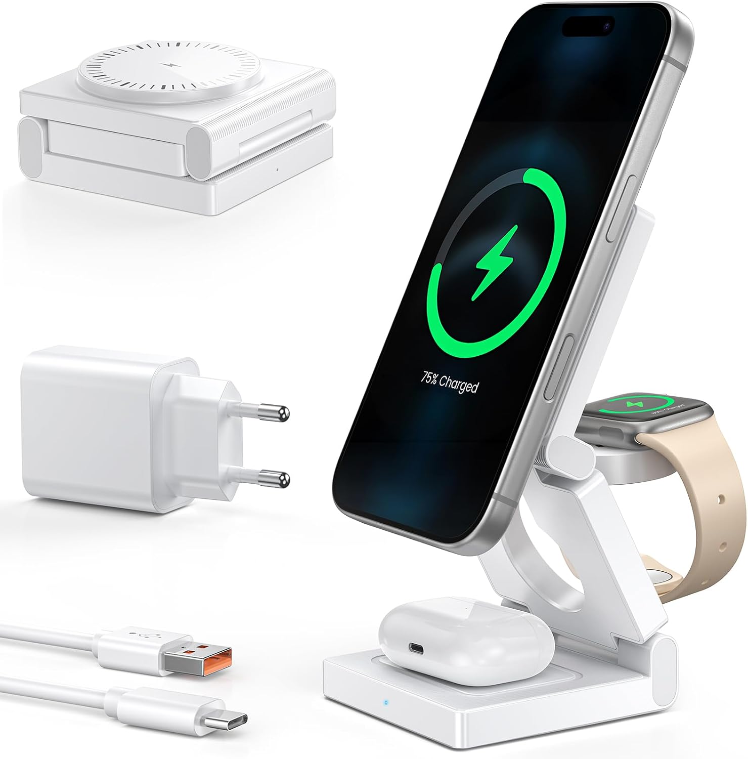 Detalle de MagSafe-kompatible 3 in 1 Induktive Ladestation