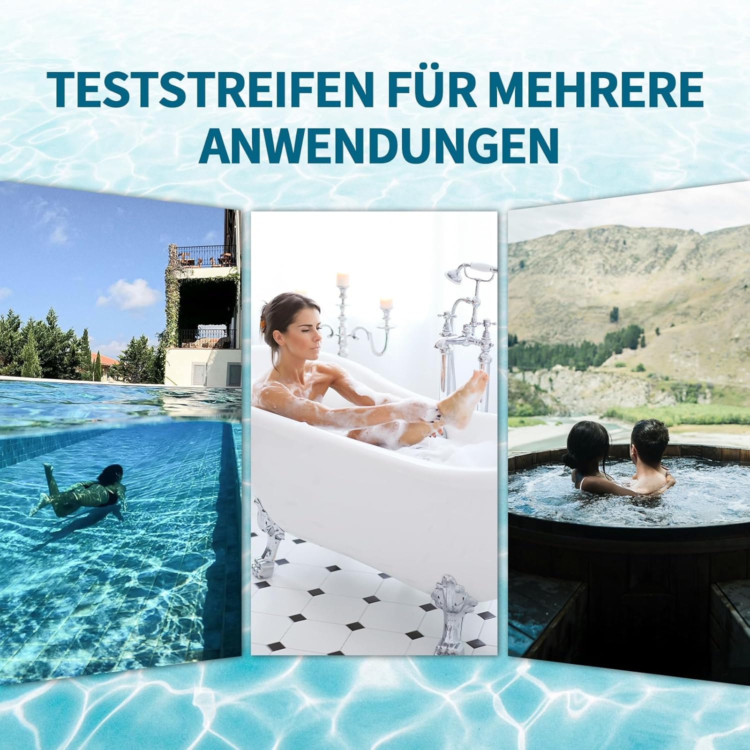 Thumbnail 6 de RUNBO 3-in-1 Pool-Teststreifen für Spa (150 Stäbchen) – Test auf freies Chlor, Brom, Alkalinität und pH