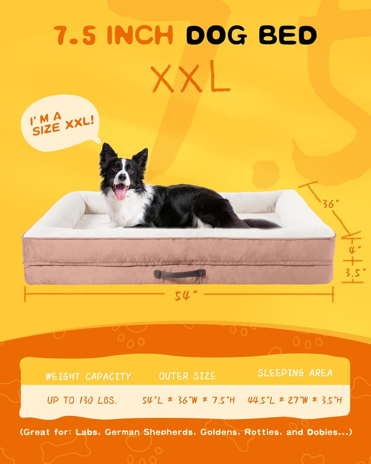 Thumbnail 3 de Renvix XXL Orthopedic Dog Bed (137x91x19cm) – waterproof sofa-style pet bed with removable washable cover