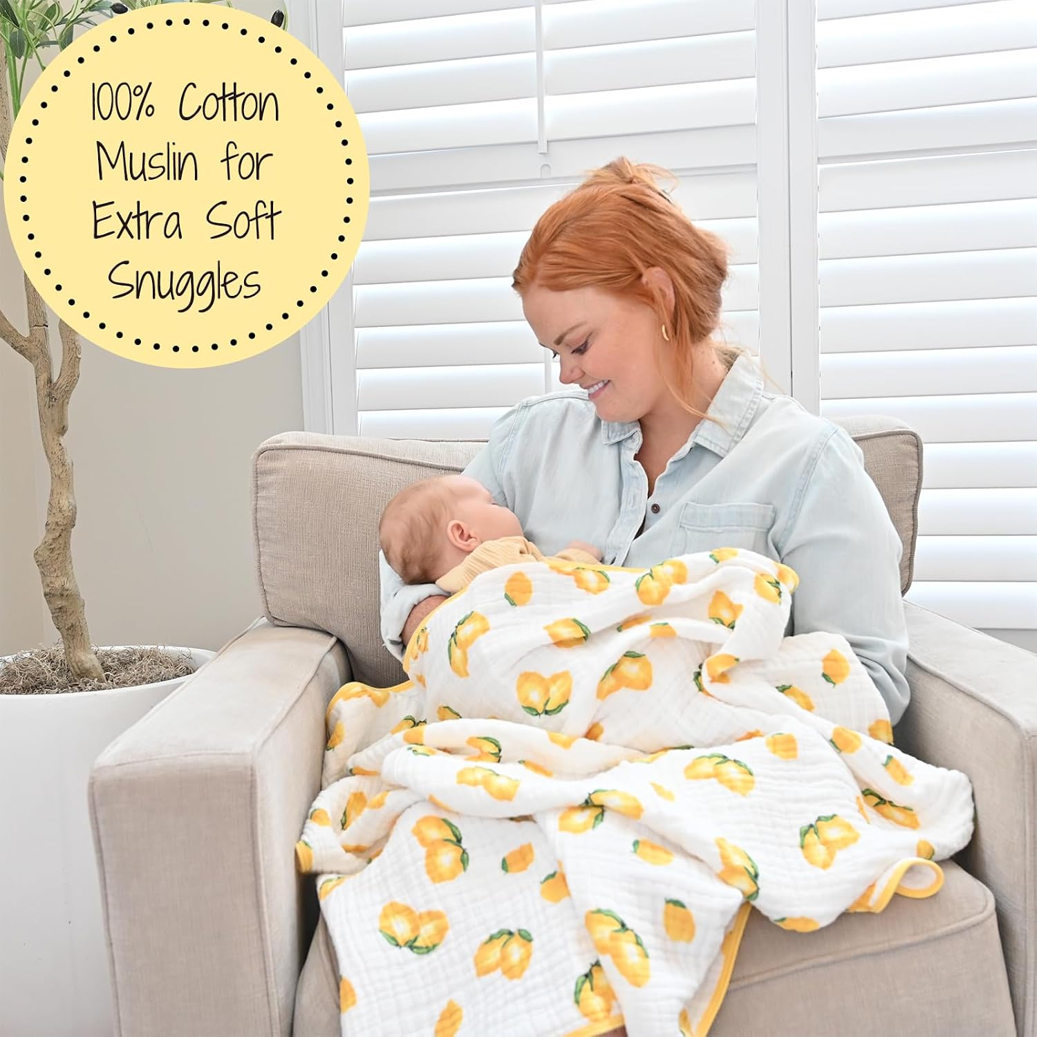 Detalle de LollyBanks Muslin Baby Blanket 47 x 47 in
