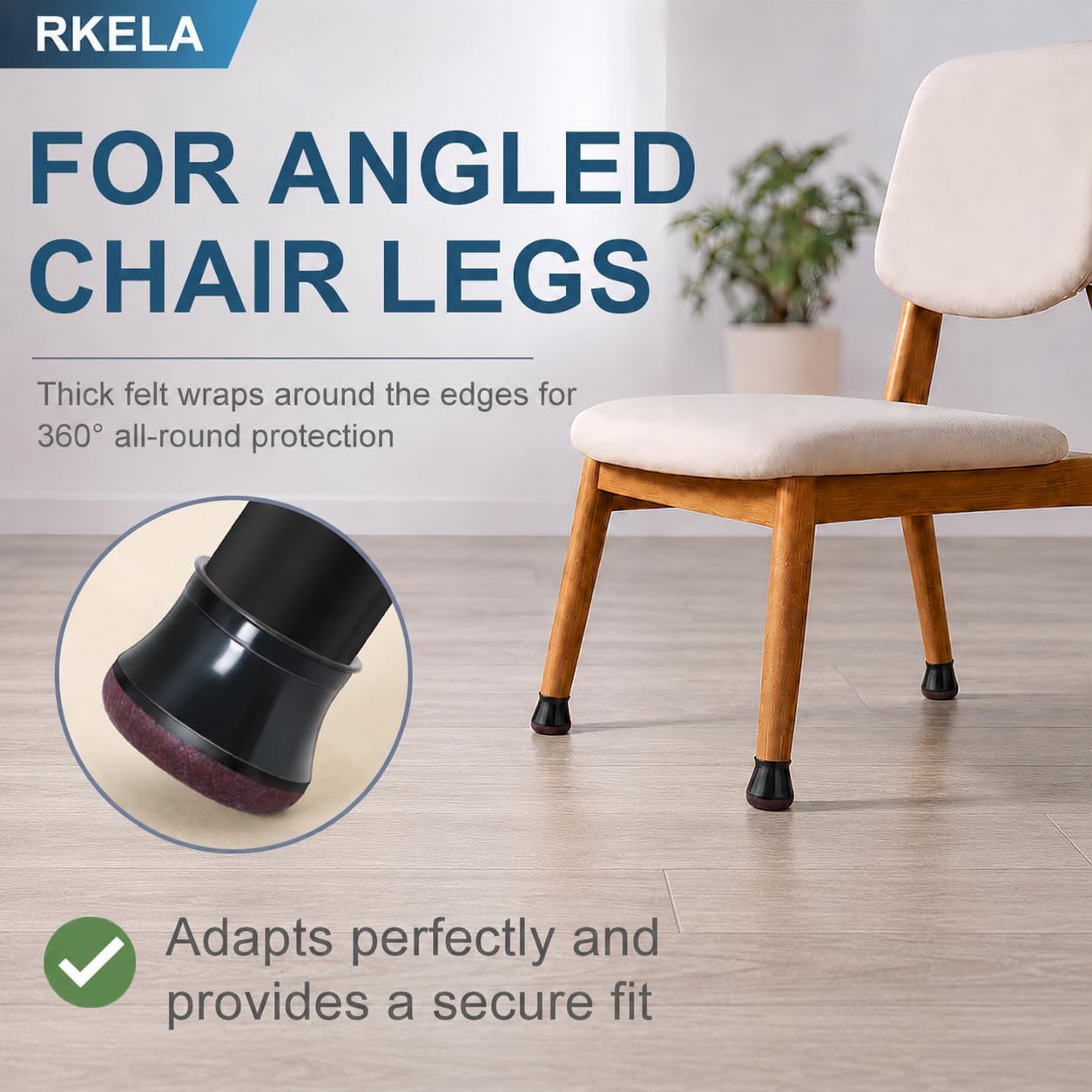 Thumbnail 2 de Chair Leg Floor Protectors, 16 Pcs Extra Small Black Silicone Caps with Wrapped Felt for Hardwood Floors