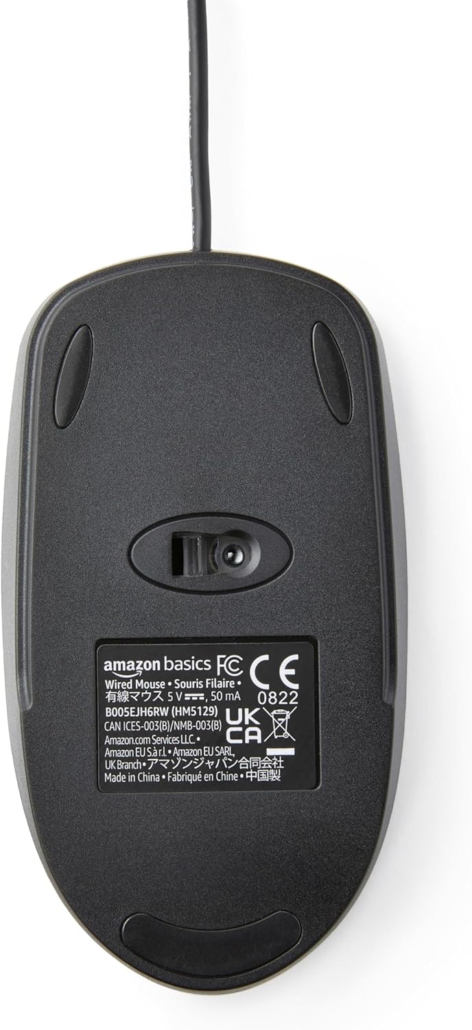 Detalle 2 de Amazon Basics 3-Button USB Wired Mouse (Black) – 30-Pack (1000 dpi)