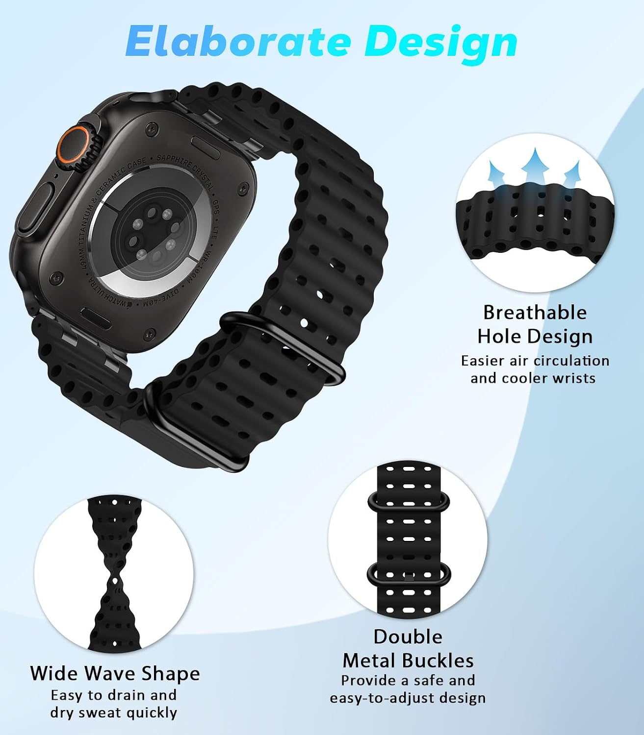 Detalle de Astorgos Ocean Band per Apple Watch 49 mm