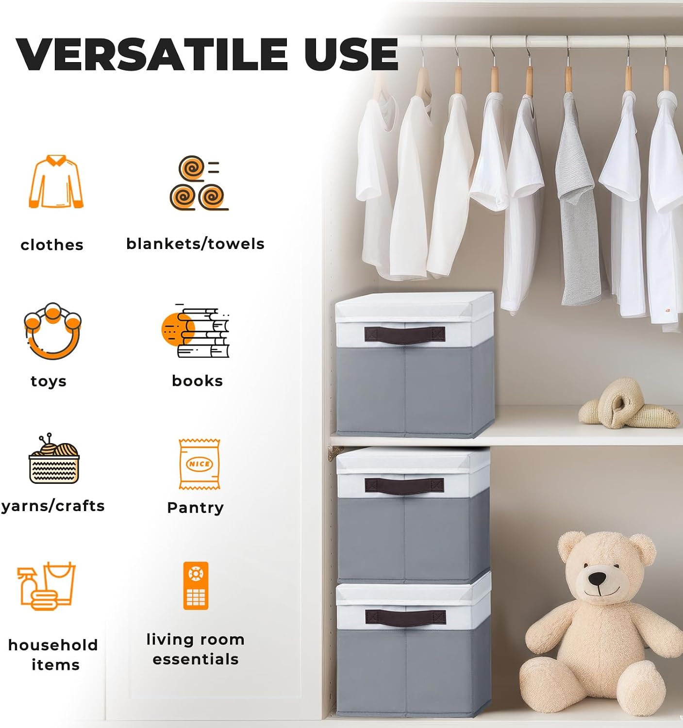 Thumbnail 5 de Large Closet Storage Baskets 4-Pack 14x10x9.5 in