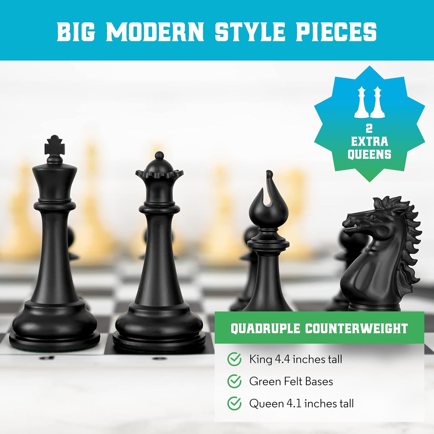 Detalle de Best Chess Set Ever 4X Tournament Modern Chess Set with Weighted Staunton Pieces