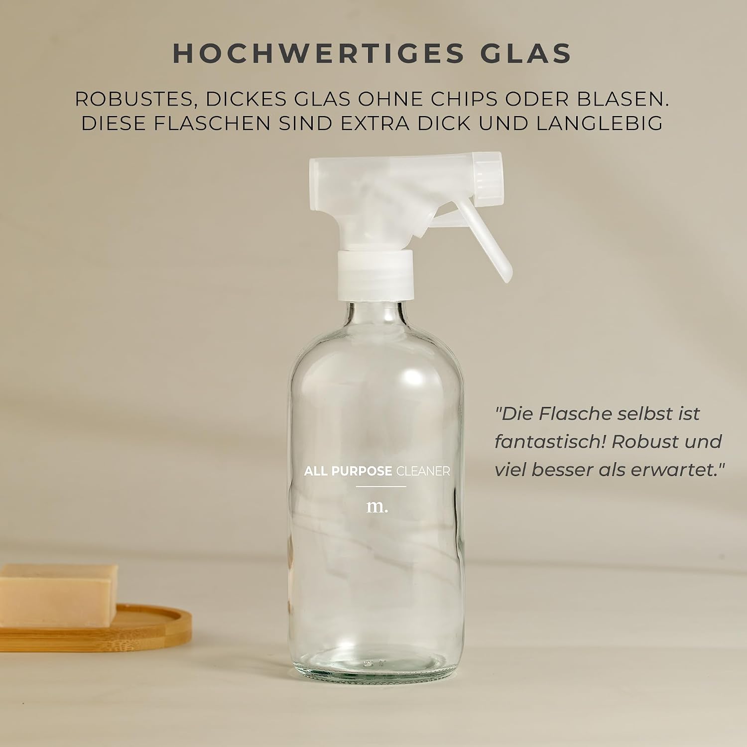 Detalle 2 de MaisoNovo Glas-Sprühflasche 500 ml im 2er-Set – Klar, inkl. 16 Etiketten