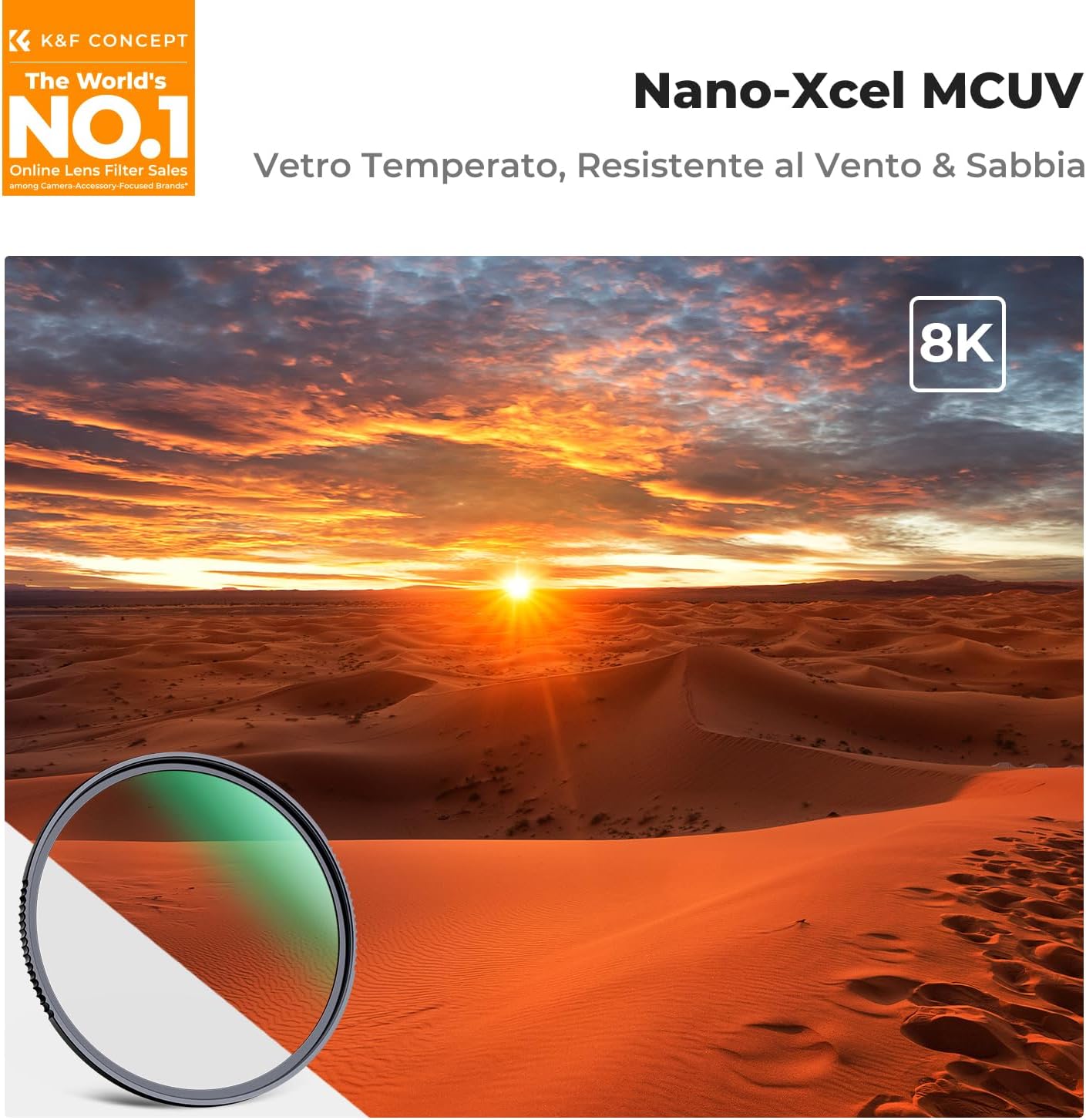 Thumbnail 1 de K&F CONCEPT 62mm Nano-Xcel Filtro UV Protettivo Ultra-Duro – Vetro Ottico con 28 strati Nano Rivestimento
