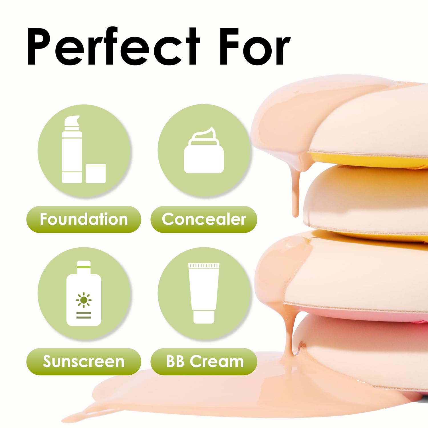 Thumbnail 2 de COOL-ANGLE 5-Pack Makeup Sponge Blenders (Latex-Free), Green, Medium
