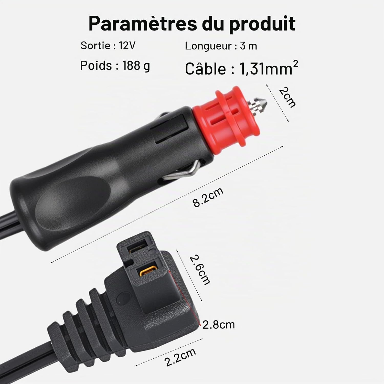 Detalle de vsshe verlengkabel voor autokoelbox, 3 m, 12–24 V, 10–16 A