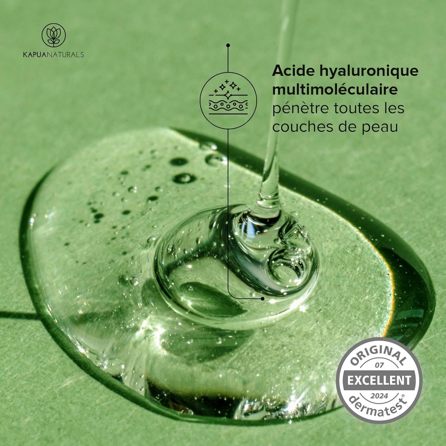 Detalle de Acide Hyaluronique serum hautement dosé – 100 ml, vegan & bio, anti-âge