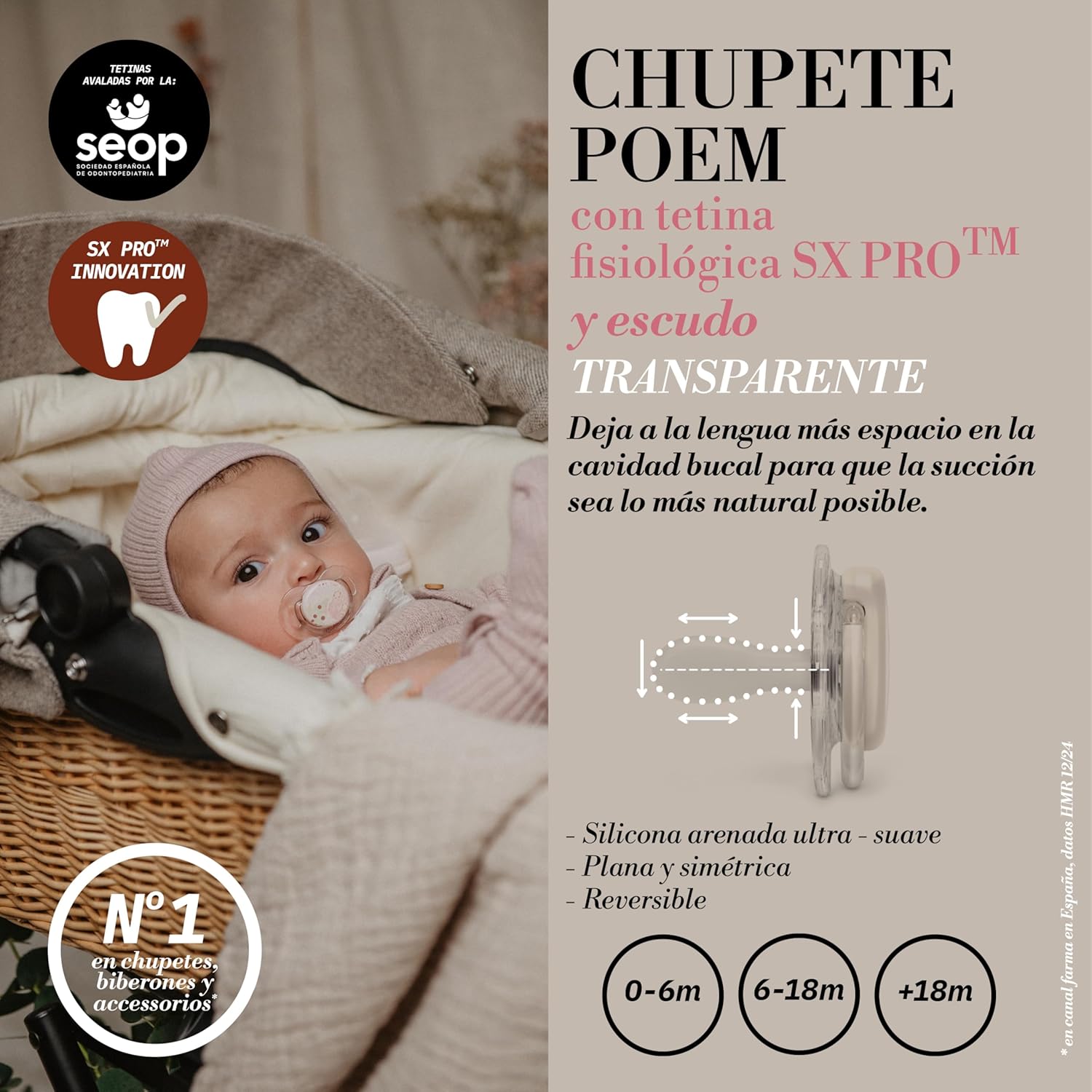 Thumbnail 2 de Suavinex Ciuccio 0–6 Mesi SX Pro: tettarella fisiologica in silicone, scudo trasparente e design reversibile