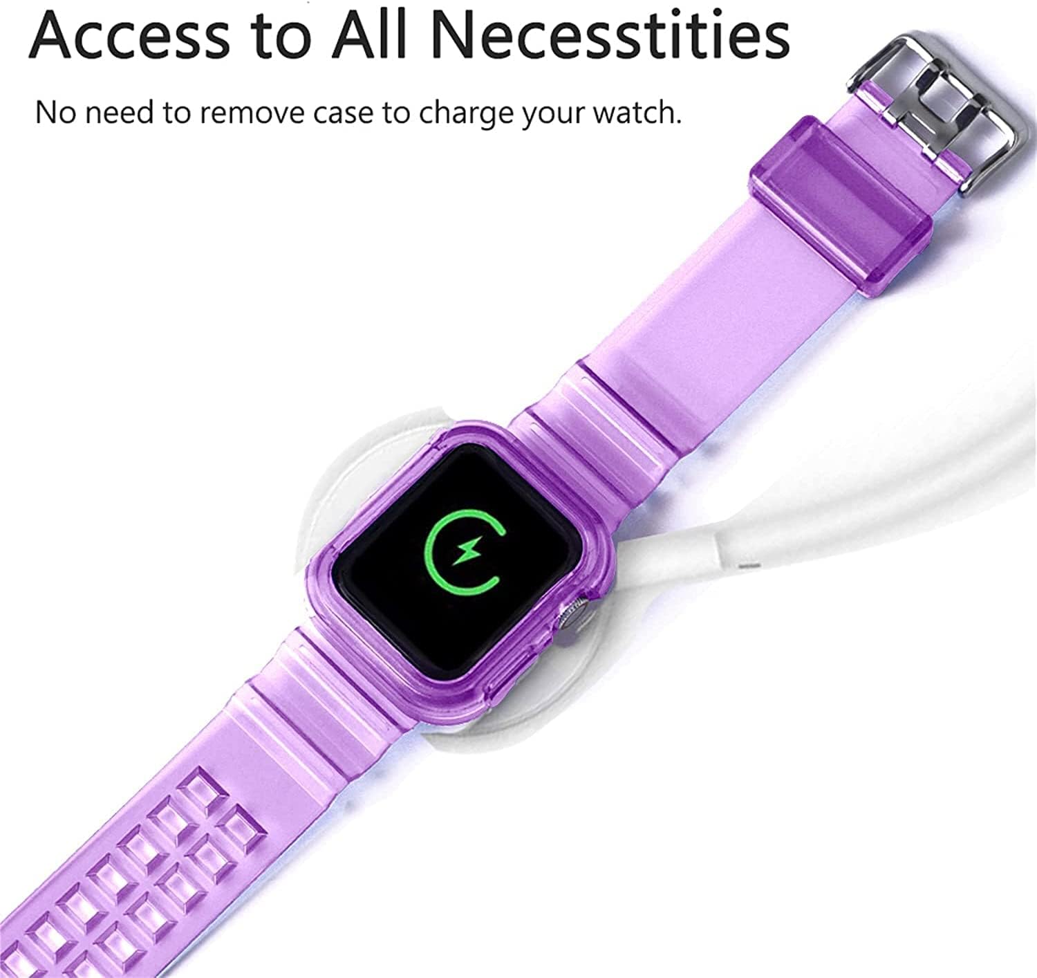 Thumbnail 3 de Fleshy Leaf clear soft silicone Apple Watch strap with bumper protective case (Series 1–SE 7/6/5/4/3/2/1 compatible)