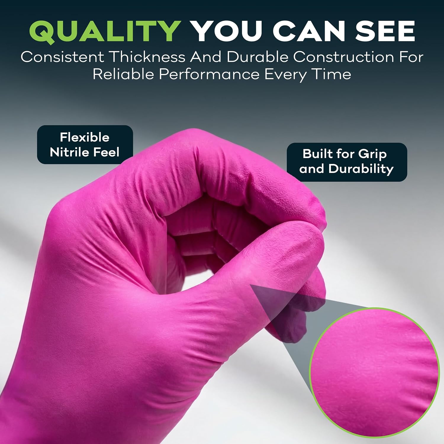 Detalle de FifthPulse Fuchsia Hot Pink 3 Mil Nitrile Disposable Exam Gloves