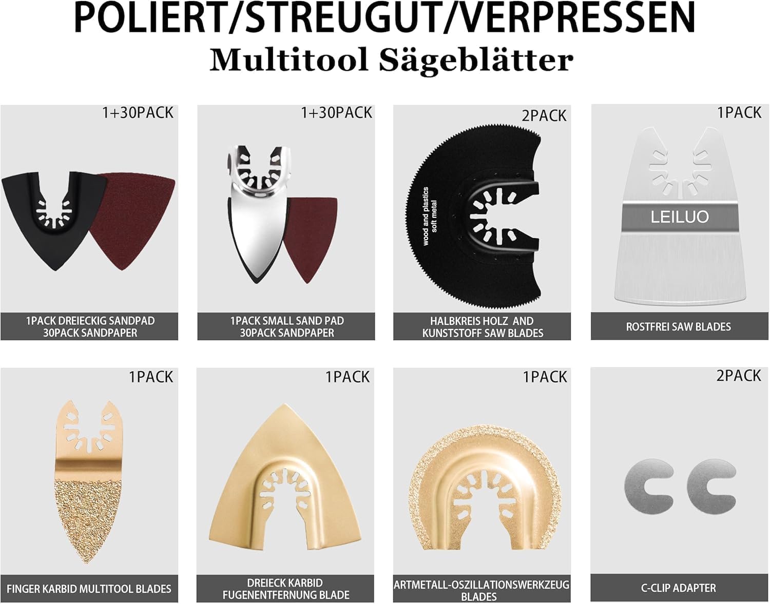 Thumbnail 3 de LEILUO Multitool-Sägeblätter-Set 81-teilig für Holz, Kunststoff & Metall (mit Aufbewahrungstasche, für gängige Multitools)