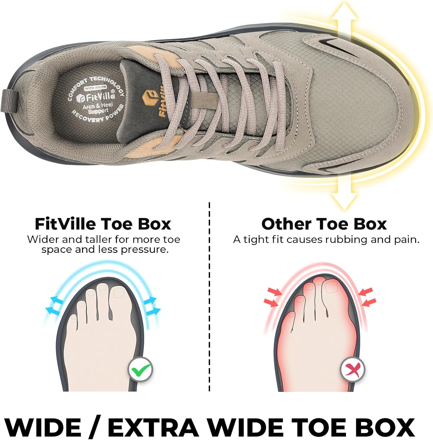Detalle de FitVille Sturdy Core V4 hiking shoes, extra wide