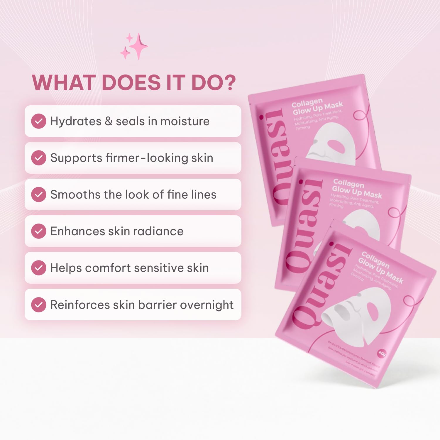 Thumbnail 5 de Quasi Bio-Collagen Face Mask Overnight (Niacinamide & Low Molecular Collagen) — Hydrating Korean Sheet Mask, 4 Count