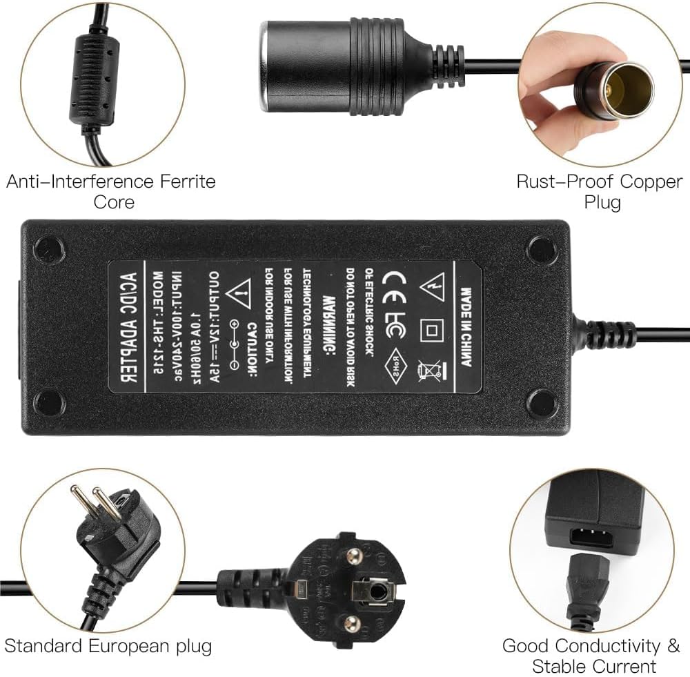 Thumbnail 2 de Adiwo convertitore da 240V a 12V AC-DC 12V 15A 180W per accendisigari auto