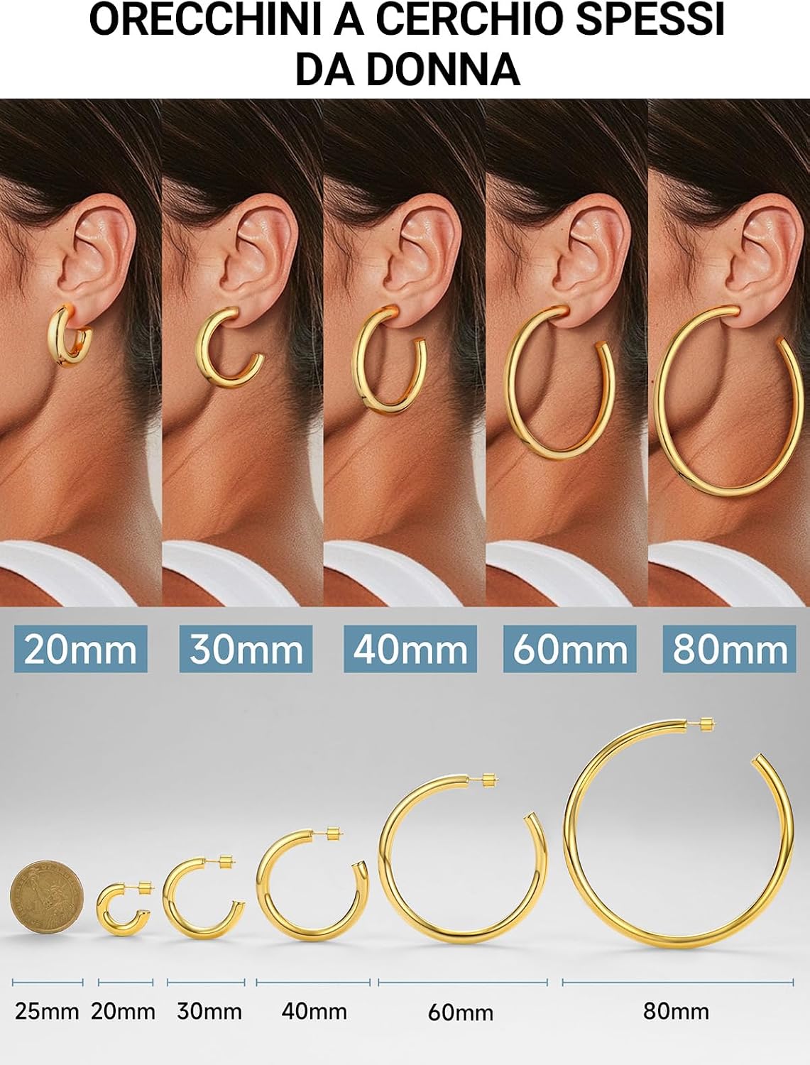 Thumbnail 2 de PROSTEEL Orecchini a Cerchio Colonna Circolare Vuoto 20/30/40/60/80 mm — Leggerezza e stile per ogni look