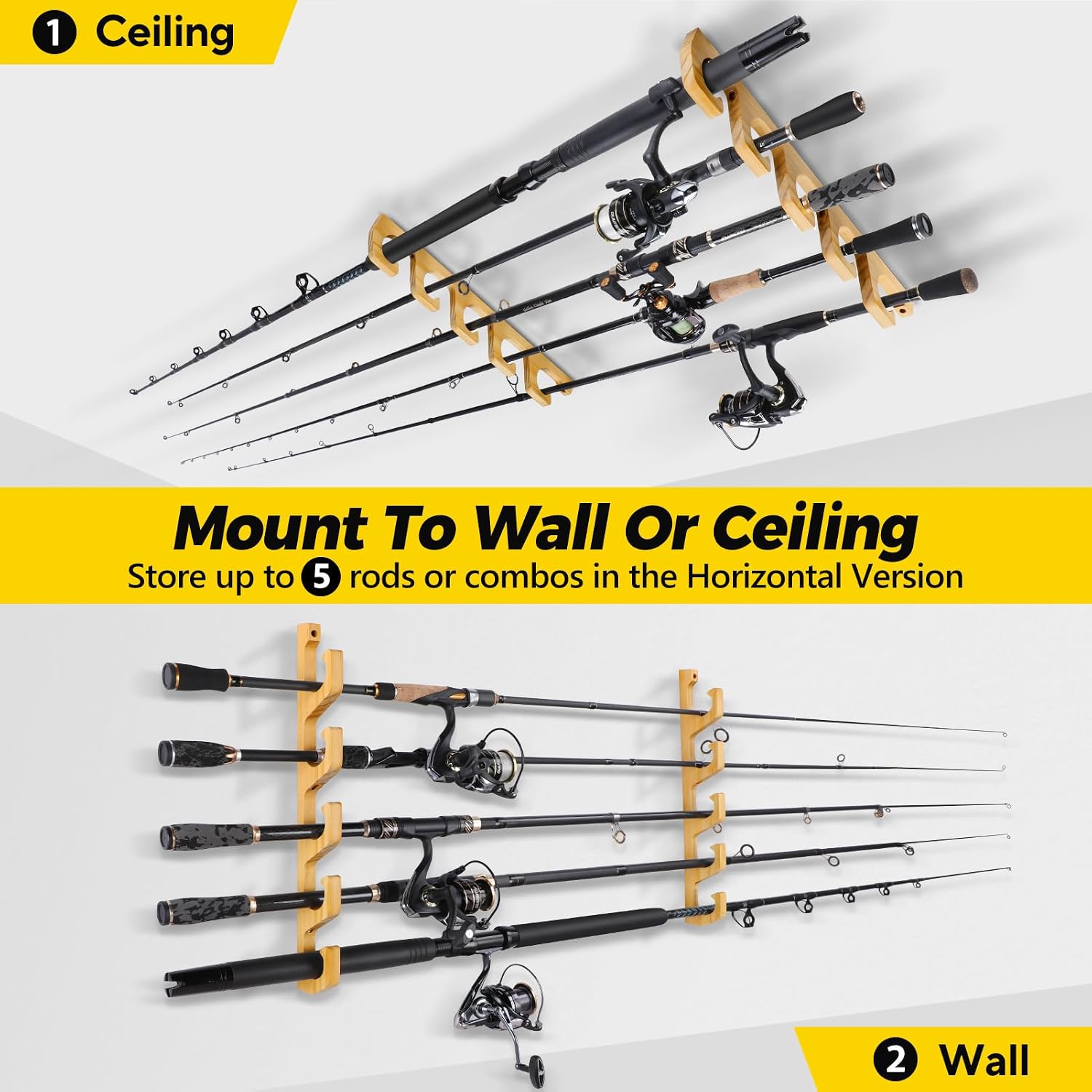 Detalle 2 de PLUSINNO fishing rod holder, solid wood