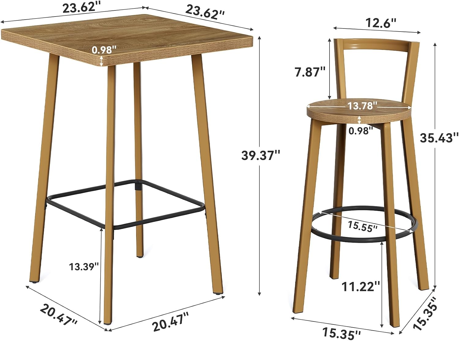 Thumbnail 6 de LITTLE TREE Bar Table and Chair Set, 39.4-inch height