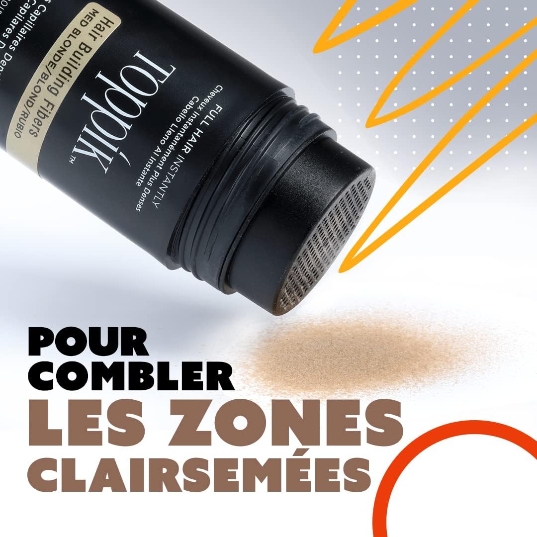 Detalle de TOPPIK Fibres capillaires densifiantes à la kératine (Blond) – fibres pour racines, ligne frontale et barbe