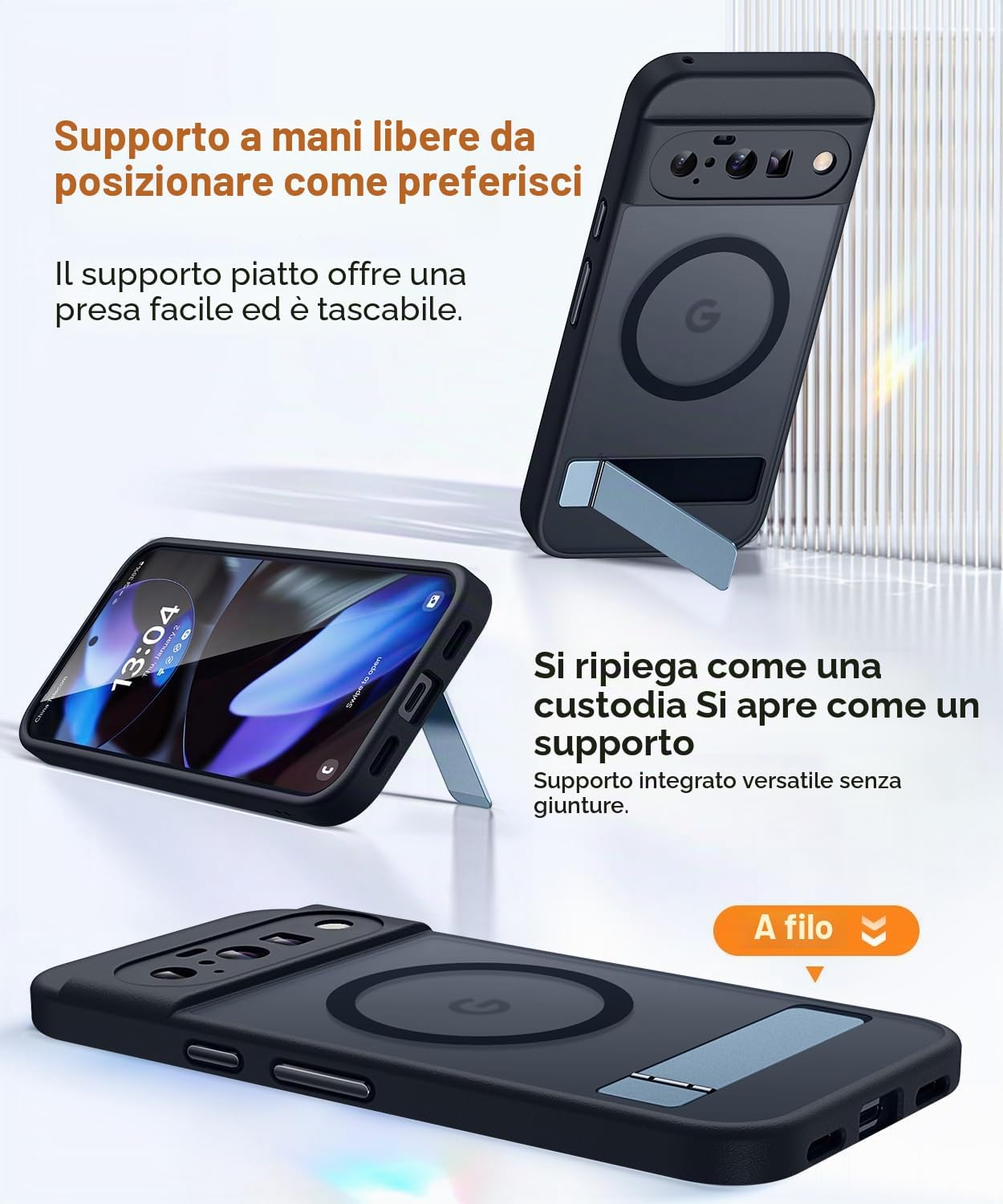 Thumbnail 2 de CANSHN Cover magnetica per Google Pixel 10 con cavalletto – protezione fotocamera a copertura totale, design opaco