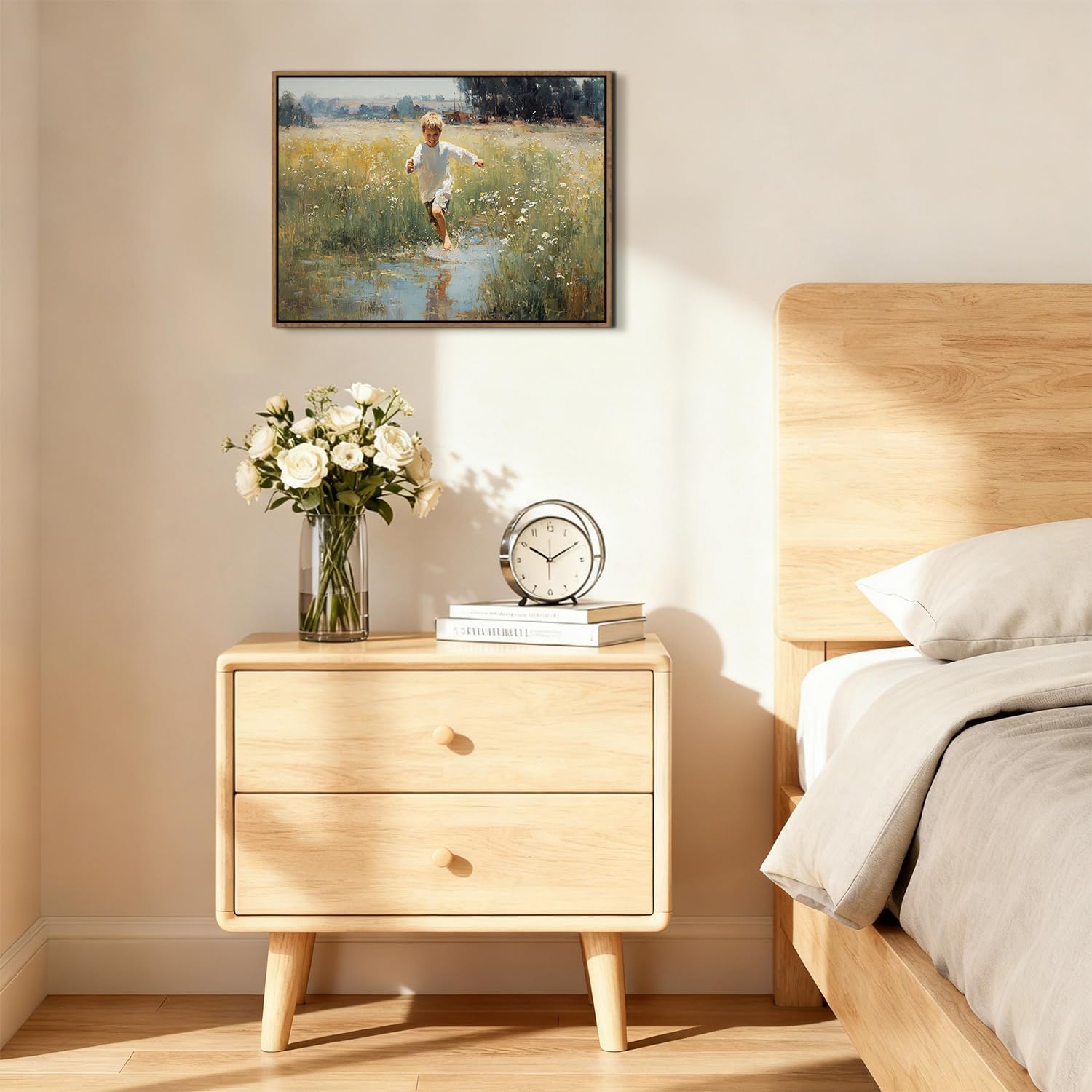 Thumbnail 3 de Vintage Framed Wall Art: Running Boy in a Meadow (12x16)