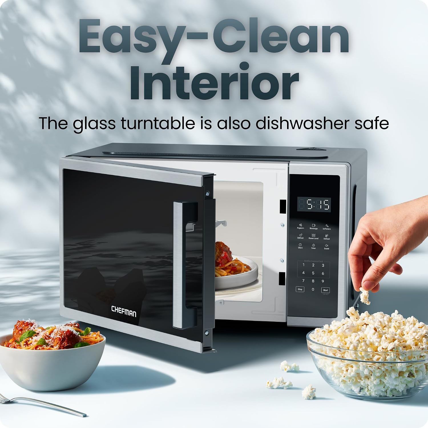 Thumbnail 5 de Chefman Countertop Microwave Oven 0.9 Cu. Ft. (1000W) in Stainless Steel