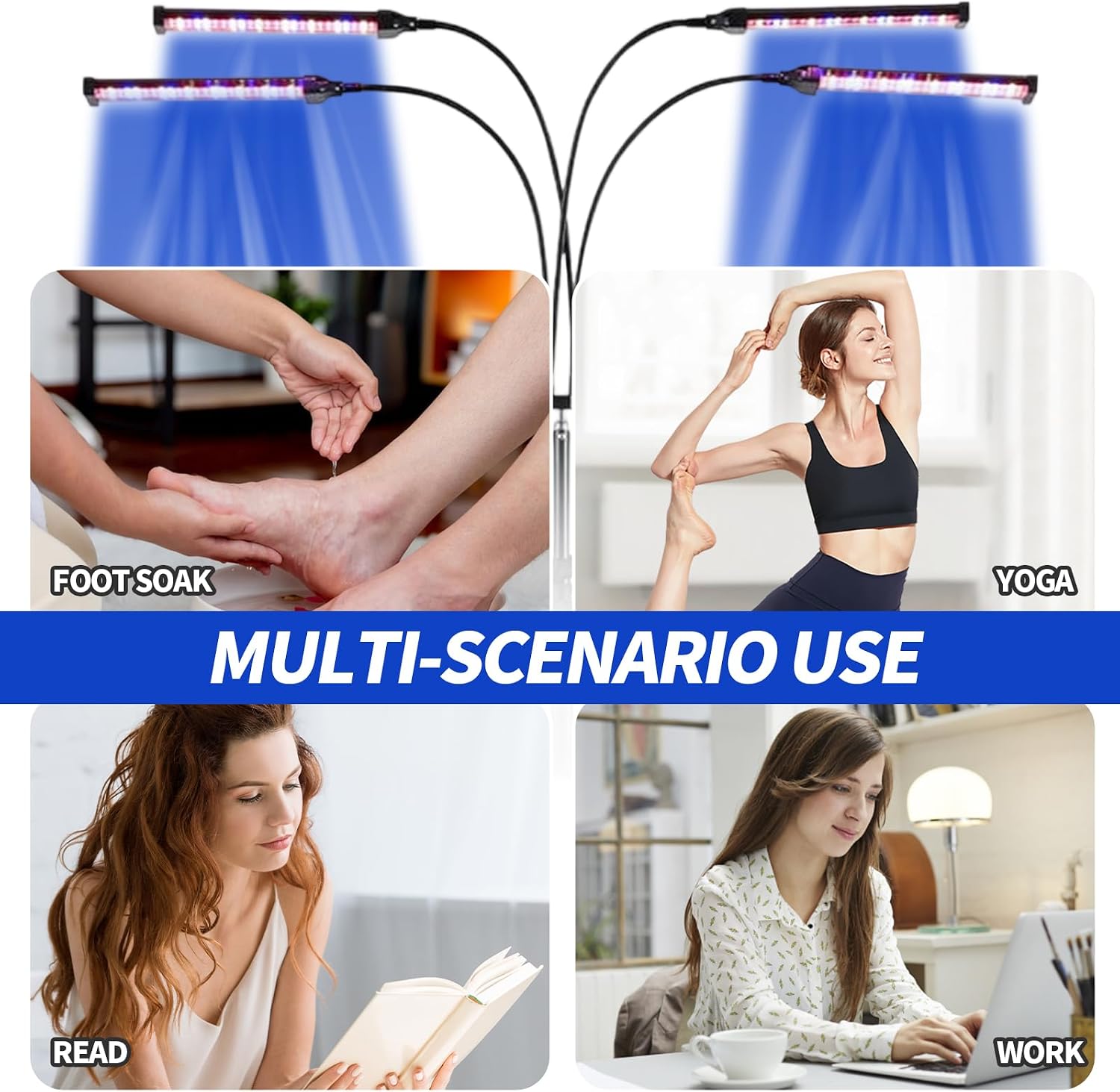 Thumbnail 6 de Tanning Lamp for Home with Dual-Wavelength Blue Light (460nm & 490nm) — 60W, 4-Head Adjustable Stand