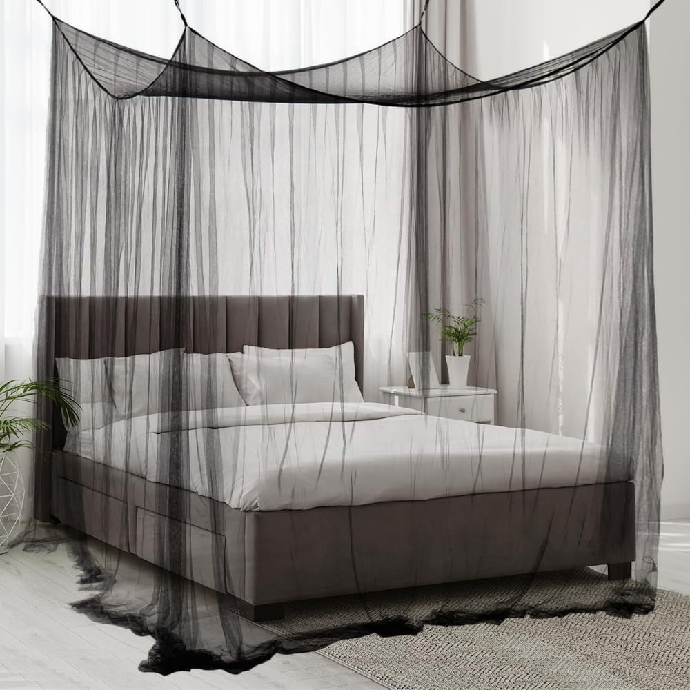Detalle 2 de Aoreun S-black WZ muggennet voor tweepersoonsbed, zwart polyester, 240 x 210 x 190 cm