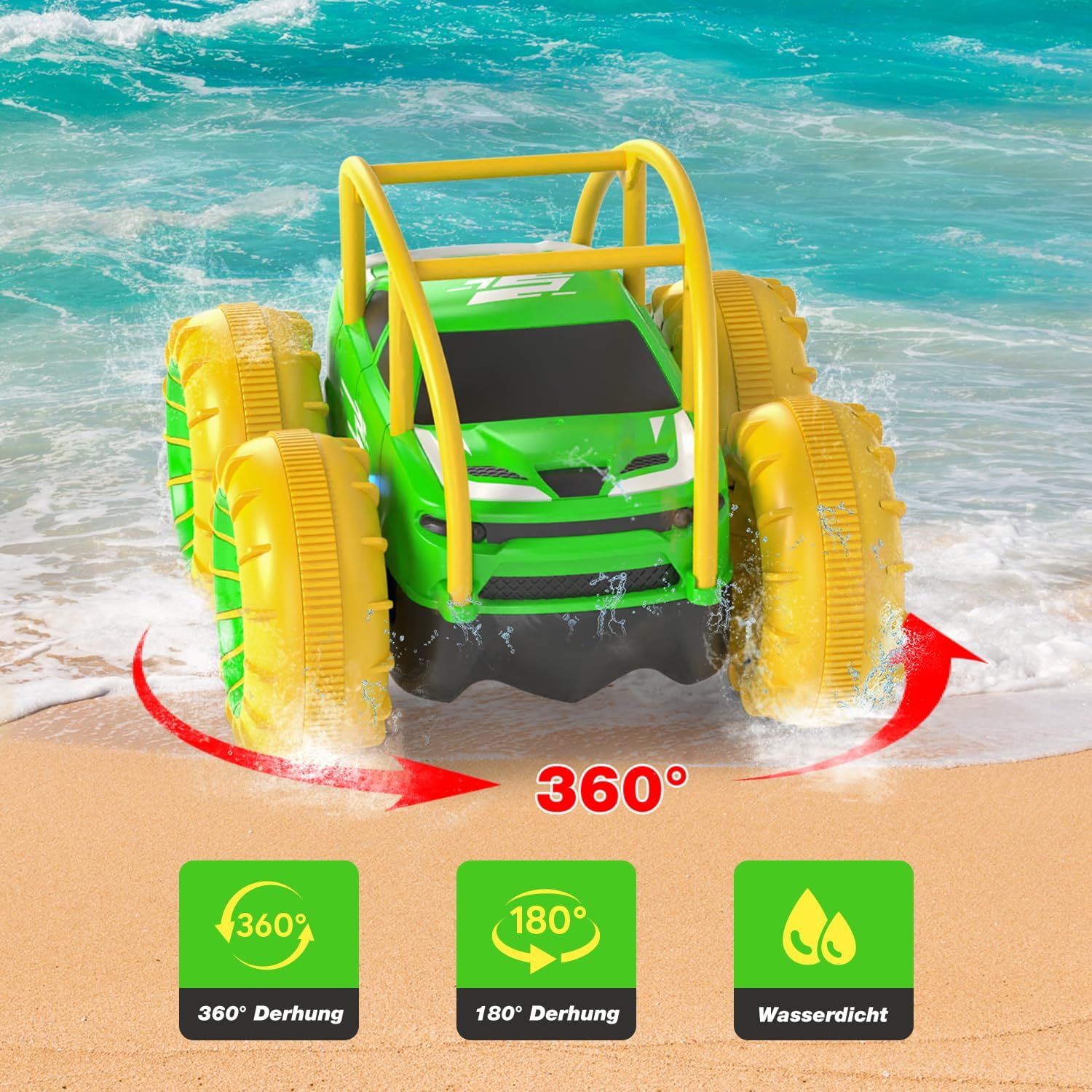 Detalle 2 de MaxTronic Direktladung RC-Monstertruck mit 360°-Stunts, wasserfestem 4WD & 2,4-GHz-Fernsteuerung (ab 3 Jahren)