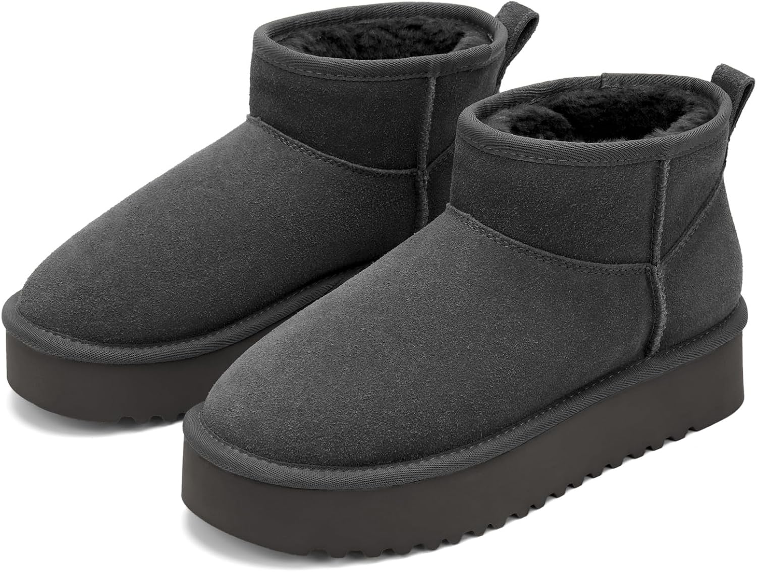 Detalle 2 de OXSTAR Women's Suede Winter Ankle Boots with Faux Fur Lining and EVA Outsole